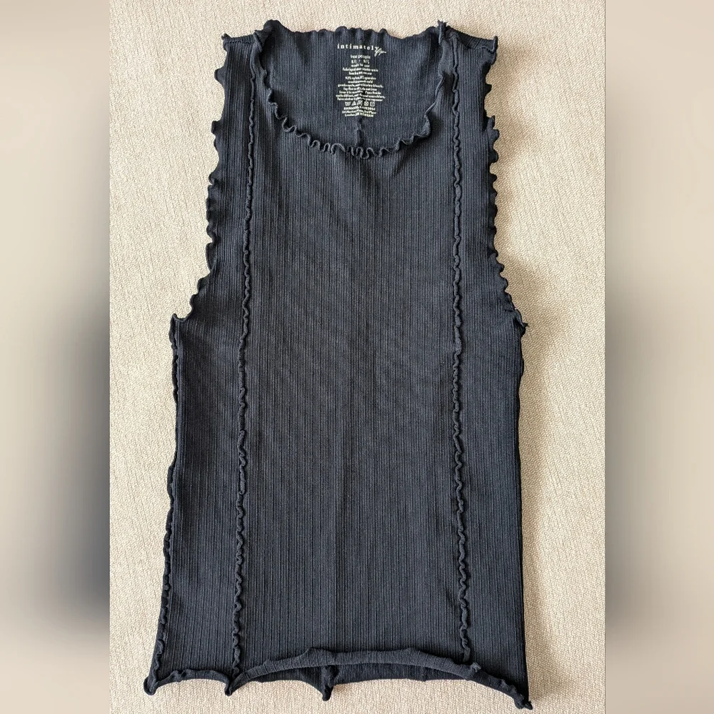 Free People Black Ribbed Tank Top - Picture 3 of 10
